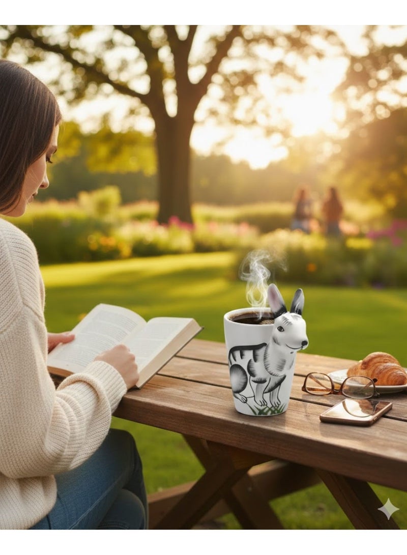 SOLARAE 3D Rabbit-Themed Ceramic Mug – Unique Animal Handle Coffee Cup - Image 3